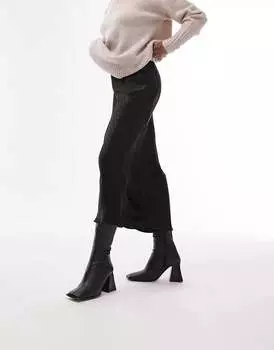 Черная асимметричная юбка миди с зигзагом Topshop