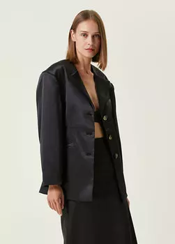 Черная атласная куртка Ganni