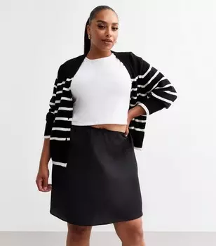 Черная атласная мини-юбка Curves New Look, черный