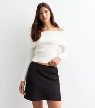 Черная атласная мини-юбка New Look, черный