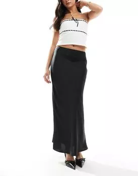 Черная атласная юбка макси с косой косой ASOS DESIGN