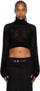 Черная ажурная водолазка JUNEYEN