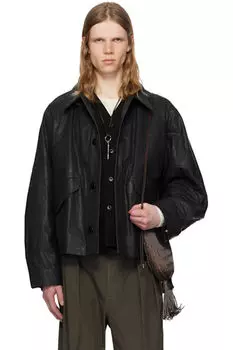 Черная байкерская куртка LEMAIRE