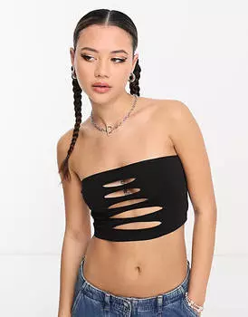 Черная бандо с разрезом спереди ASOS DESIGN