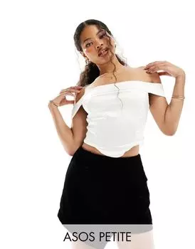 Черная бархатная юбка с асимметричным запахом ASOS DESIGN Petite