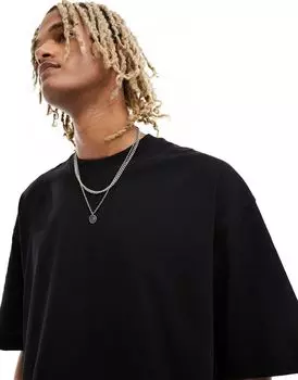 Черная базовая футболка оверсайз Bershka