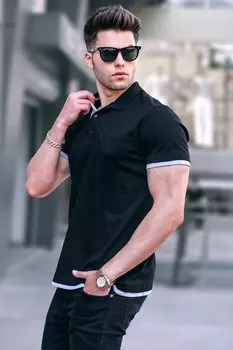 Черная базовая футболка поло 5885 MADMEXT