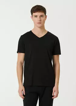 Черная базовая футболка с v-образным вырезом Tru