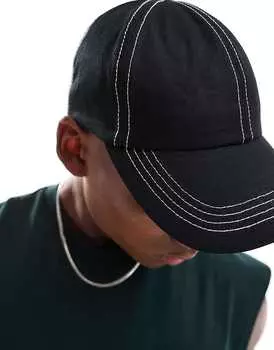 Черная бейсболка с контрастной строчкой ASOS DESIGN