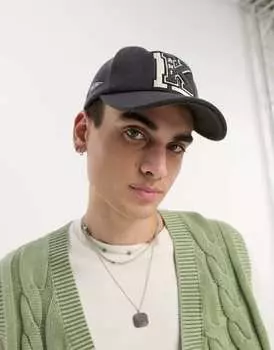 Черная бейсболка с шерстяной нашивкой в стиле ретро Karl Kani