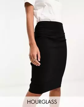 Черная бенгалиновая юбка с завышенной талией ASOS DESIGN Hourglass