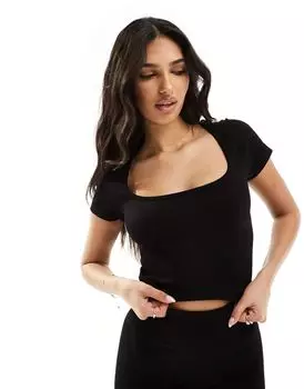 Черная бесшовная футболка в рубчик ASOS 4505 Icon