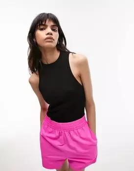 Черная бесшовная майка-борцовка с высоким воротником Topshop