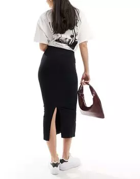 Черная бесшовная юбка-карандаш миди ASOS