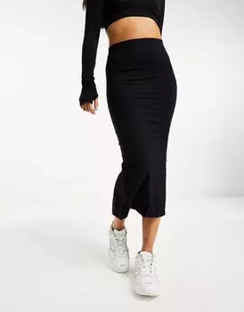 Черная бесшовная юбка-труба миди ASOS