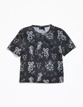 Черная безполая детская футболка из сетки с принтом ASOS DESIGN PRIDE