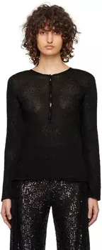 Черная блестящая футболка с длинным рукавом TOM FORD