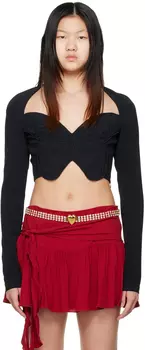 Черная блуза с вышивкой Blumarine