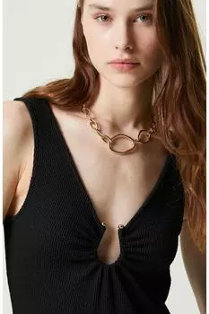 Черная блузка без рукавов с U-образным вырезом Network, черный