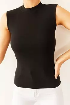 Черная блузка-бретелька с полуводолазкой 0YZK2-10384-02 XHAN