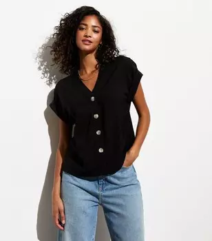 Черная блузка на пуговицах спереди New Look, черный