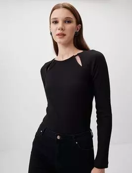 Черная блузка с длинными рукавами и деталью окна Jimmy Key