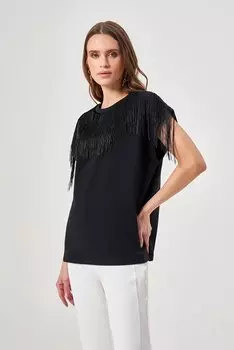 Черная блузка с кисточками Mizalle