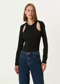 Черная блузка с круглым вырезом и детальной отделкой pamela Mybestfriends