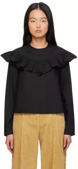 Черная блузка с оборками GANNI