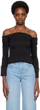 Черная блузка с открытыми плечами FRAME