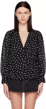 Черная блузка с принтом GANNI