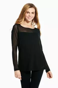 Черная блузка с сетчатой вставкой Pineapple, черный