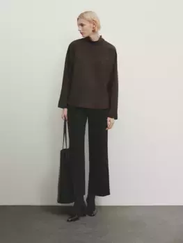 Черная блузка с золотыми пуговицами Massimo Dutti, коричневый