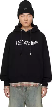 Черная большая книжная толстовка с капюшоном для скейтбординга Off-White, черный/белый