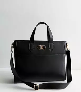 Черная большая сумка для ноутбука из искусственной кожи New Look, черный