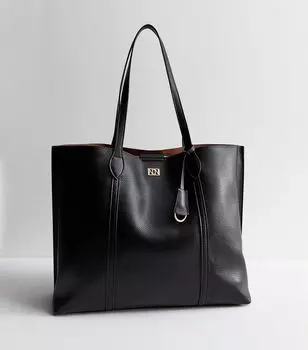 Черная большая сумка из кожи New Look, черный