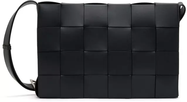 Черная большая сумка-кассета Bottega Veneta, цвет Ardoise/Silver