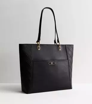 Черная большая сумка под кожу с тиснением New Look, черный