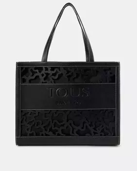Черная большая сумка-шоппер Tous Amaya Kaos Shock с вырезанными логотипами Tous, черный