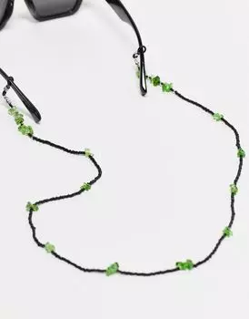 Черная цепочка для очков с зелеными камнями ASOS DESIGN