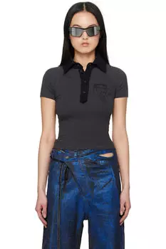 Черная деконструированная рубашка-поло Ottolinger