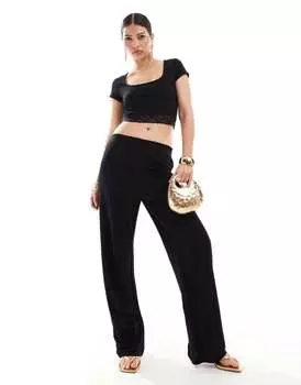 Черная детская футболка с кружевным краем ASOS DESIGN