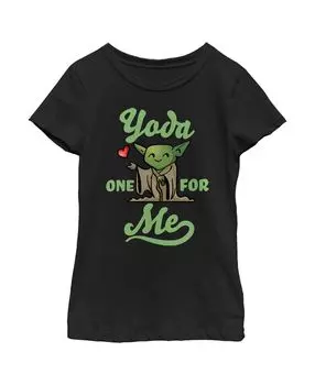 Черная детская футболка Yoda One for Me для девочек со «Звездными войнами» на День святого Валентина Disney Lucasfilm