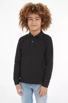 Черная детская рубашка-поло с длинными рукавами Essential Tommy Hilfiger, черный
