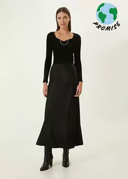 Черная длинная атласная юбка Beymen