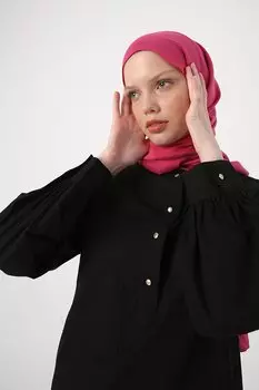 Черная длинная туника овального кроя из 100 % хлопка оверсайз с большими карманами ALL DAY