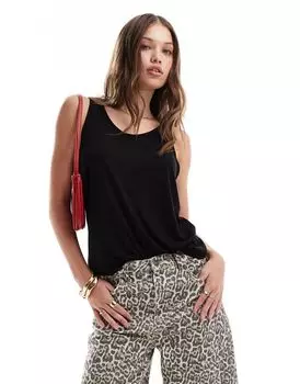 Черная драпированная топ из мягкой ткани ASOS DESIGN