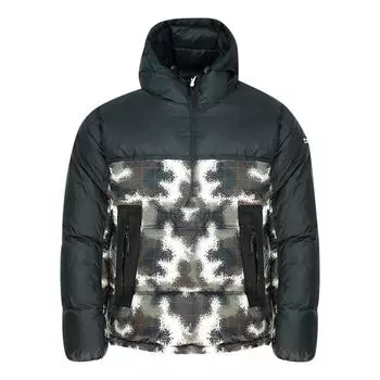 Черная дутая куртка с капюшоном и камуфляжной молнией до половины длины Champion, черный
