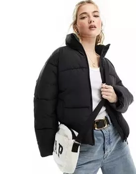 Черная дутая куртка свободного кроя Monki