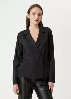 Черная двубортная шелковая блузка Beymen